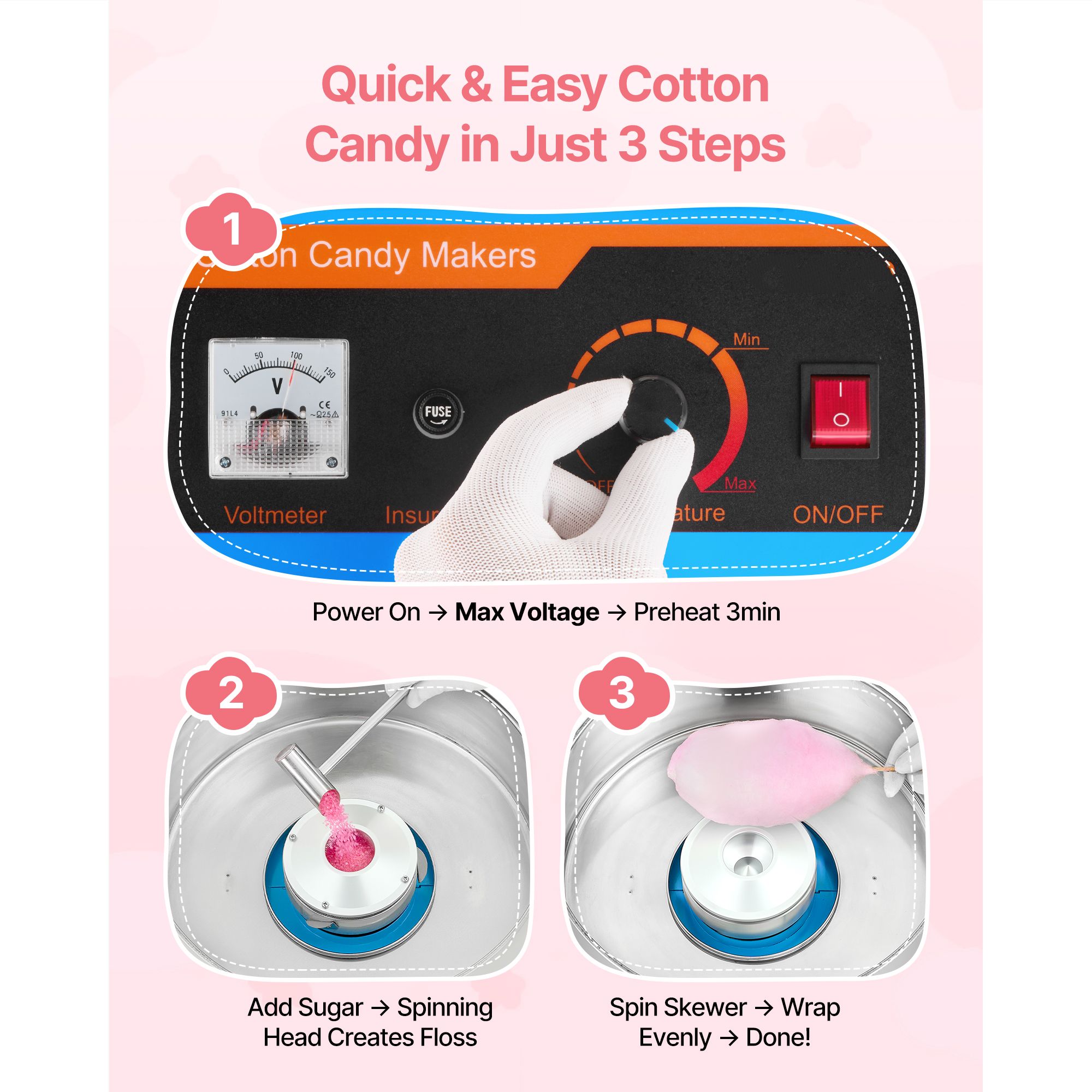 전기 솜사탕 기계, 1000W 전기 솜사탕 제조기(덮개 - Candy Floss Machine 리뷰 및 가격